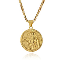 Liontin Kalung Pria Baja Anti Karat 316L Berlapis Emas 18K Anubis Mesir, Perhiasan Fashion, Grosir, untuk DIY