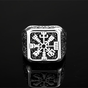 Anillo de acero inoxidable para hombre, diseño de brújula vikinga y árbol de la vida, estilo hip hop, joyería vintage, regalo para él - Product Image 4