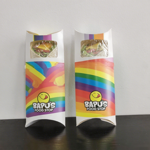Caja de Embalaje para Comida para Llevar en Forma de Almohada, Caja de Papel Kraft Desechable Personalizada para Shawarma, Burrito, Wrap - Product Image 3