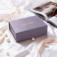 Cajas de Cartón de Regalo para Cosméticos y Cuidado de la Piel, Color Negro, Morado y Beige, de Lujo, Personalizadas, Hechas a Mano, Rígidas, con Grabado