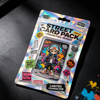 Pochette personnalisée brillante en film laser holographique pour cartes de jeu, avec fermeture éclair et trou Euro, format plat