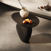Table basse italienne moderne de luxe en fibre de verre noire, écologique, de forme irrégulière, pour petite chambre, mobilier de maison