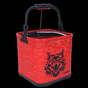 Cubo de pesca plegable rojo Yu Chak con base moldeada por inyección de EVA y asa superior para uso multipropósito - Product Image 3