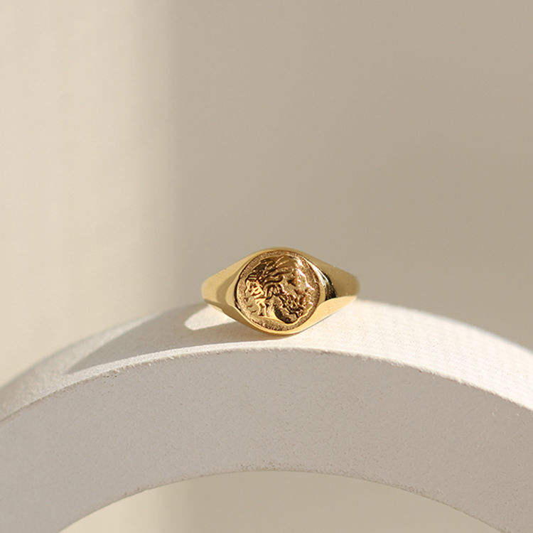 Personalized Jewelry Engraved Stamp Rings with Gold Plating