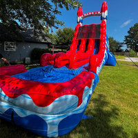 Toboggan aquatique gonflable Octopus bleu et jaune, château gonflable avec toboggan pour piscine creusée