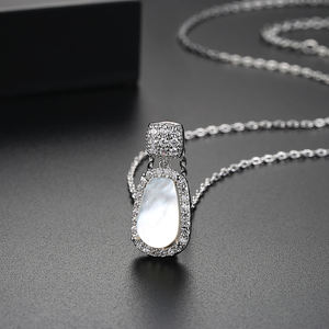 LUOTEEMI Offre Spéciale Naturel Coquillage Blanc Pavé Zircon Romantique Bijoux Pendentif Collier Pour Les Femmes Cadeau De Noël Saint-Valentin - Product Image 6