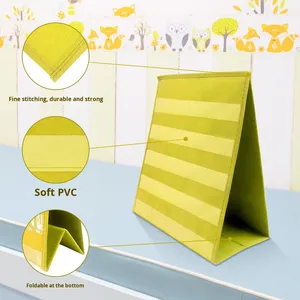 High Quality Foldable Non-Woven Fabric Tabletop <b>Pocket</b> Chart (Yellow/Blue 12x13inch) Preschool Kindergarten Teaching Aid - Product Image 4