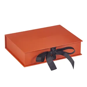 定制香水纸盒带丝带磁性闭合书形盒纸板翻转礼品包