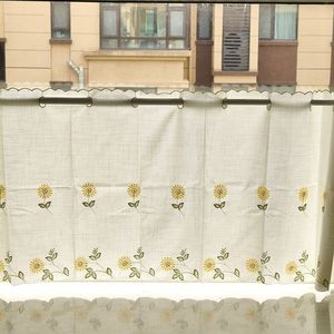 Margarita amarilla bordada poliéster estilo Pastoral media cortina cocina dormitorio transpirable fácil <span class=keywords><strong>de</strong></span> limpiar cortina <span class=keywords><strong>de</strong></span> polvo para todas las estaciones - Product Image 3