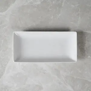 8.5 inch Ceramic Dish Rectangle Pure White Porcelain Plate Modern and classic shaped never out of date