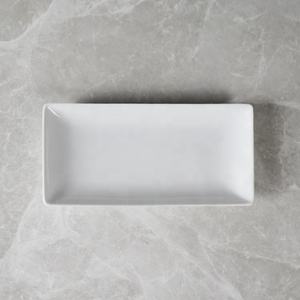 Assiette rectangulaire en céramique de 8,5 pouces, en porcelaine blanche pure, forme moderne et classique, jamais démodée - Product Image 1