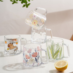 Tasse à lait en verre épais résistant à la chaleur avec poignée pour le petit-déjeuner et le thé de l'après-midi - Product Image 5