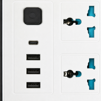 Steckdosenleiste mit USB-Ladeanschlüssen, Universelle Multifunktionale Verlängerungssteckdose, 4 AC-Steckdosen, 2m/3m/5m Stromkabel