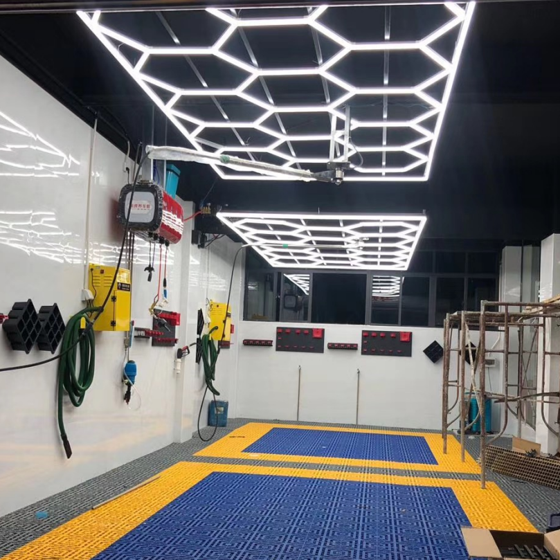 Hexagon Detailing Workshop Led Work Light 4845mm*2435mm Car Wash Shop Honeycomb Lamp Garage Ceiling Hexagonal Led Light