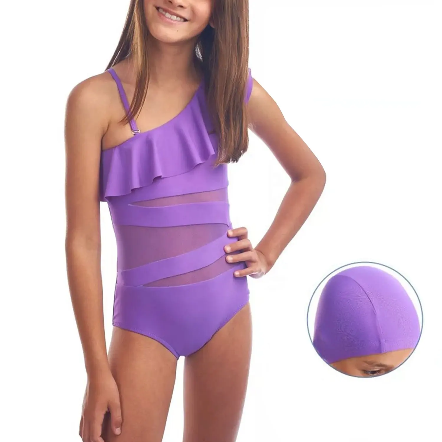 2024 sevimli bebek mayo tek parça mayo bayan Bikini fırfır mayo özel markalı çocuk mayo Beachwear