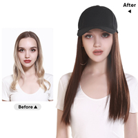 Casquette de Perruque Chapeau Synthétique Bob Court Lisse Bouclé de Haute Qualité Personnalisée avec Cheveux, Noir, Vente en Gros