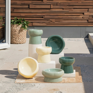 Bol <span class=keywords><strong>pour</strong></span> animaux de compagnie en céramique surélevé Protection <span class=keywords><strong>ergonomique</strong></span> du cou Couleur Morandi Bol d'alimentation <span class=keywords><strong>pour</strong></span> <span class=keywords><strong>chat</strong></span>/chien Vente en gros - Product Image 1