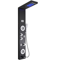 Acier inoxydable Panneau De Douche Tour Système avec LED Douche Tête 6-Fonction Robinet Pluie Système De Massage et Jets de Corps, Noir