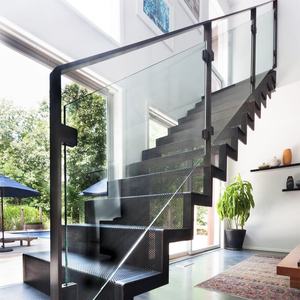 ग्लास रेलिंग डबल बीम सीढ़ी स्टील लकड़ी घर आंतरिक निर्माण सर्पिल सीढ़ी द्वैध मचान सीढ़ी अनुकूलन - Product Image 4