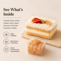 Kristalheldere voedselverpakking met plat deksel, vierkante en rechthoekige displayverpakking voor desserts, gebak, sushi, salades en snacks