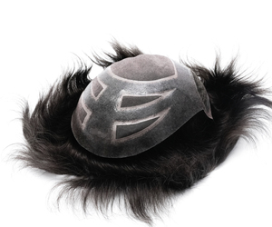 Chất lượng cao Ấn Độ Remy tóc thẳng Bốn Mắt thay thế lụa tự nhiên tóc giả màu đen của nam giới tóc giả mật độ 100% ren PU cơ sở 38mm - Product Image 3