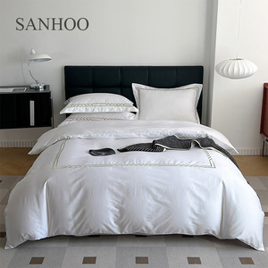 SANHOO offre en gros ensembles complets de <span class=keywords><strong>lit</strong></span> dans un sac <span class=keywords><strong>avec</strong></span> tous les composants nécessaires ensembles de <span class=keywords><strong>lit</strong></span> doux 100% coton pour hôtel - Product Image 4