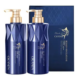 Fabricante cuidado del cabello negro oro caviar proteína voluminizador suave y sedoso juegos de champú y acondicionador