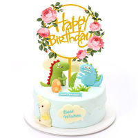 Version personnalisée doré acrylique couleur imprimé fleur gâteau carte chapeau fête d'anniversaire décoration fournitures lot direct cadeau