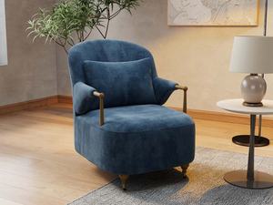 Fauteuil d'appoint vintage français avec accoudoirs en bois et roulettes - Fauteuil de loisirs individuel rembourré - Product Image 5
