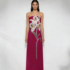 Robe Corset Moulante Sans Manches Brodée de Fleurs pour Femmes – Vente en Gros Fabricant - Product Image 2