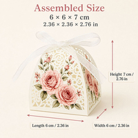 Boîtes à dragées vintage découpées au laser en forme de rose avec ruban, pour mariage, fête prénuptiale, souvenir pour invités, emballage cadeau DIY