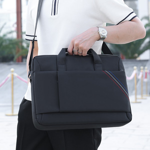 Sac pour ordinateur portable imperméable en tissu Oxford, léger, pour voyages d'affaires, bandoulière, homme/femme, protection pour le bureau, mallette vintage en cuir - Product Image 5