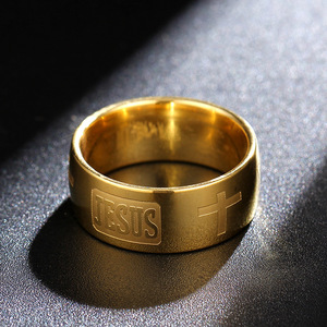 Anello a Croce in Acciaio Inossidabile Placcato Oro per Uomo, Stile Semplice e Versatile, Unisex, Religioso/Totemico, per Matrimonio, Popolare in Europa e USA - Product Image 6