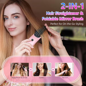 Brosses à cheveux électriques portables, rechargeables par USB, peigne chauffant sans fil, mini peigne lisseur électrique pour barbe et cheveux, pour femmes et hommes - Product Image 2