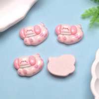 Lot de 100 cabochons en résine à dos plat, motif chien rose de dessin animé, pour coques de téléphone, chaussures, porte-clés, bijoux et décoration