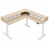 Bureau d'angle électrique moderne à hauteur réglable en forme de L, prix usine, pour bureau à domicile et coin gaming avec tiroirs pour ordinateur portable