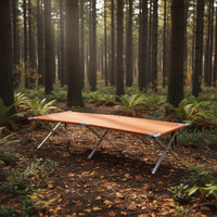 Lit de camp pliable d'extérieur, lit de camping portable, lit pliant métallique orange, lit de camp d'extérieur