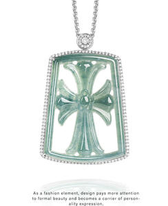 Forever Star D1118 Natural Jade Feicui Blue Water Crozier Cross S925 Silver High-End Classic <b>Graduation</b> <b>Necklace</b> Set Pendant - Product Image 4