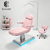 Lit de massage esthétique de luxe moderne en cuir PU avec base inclinable à 3 moteurs en acier inoxydable pour usage hôtelier