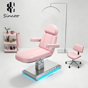 Cama de Estética Eléctrica de Lujo, Color Rosa, Moderna, de Cuero PU, con Base de Acero Inoxidable, 3 Motores, Reclinable, para Tratamientos Faciales y de Pestañas - Product Image 3