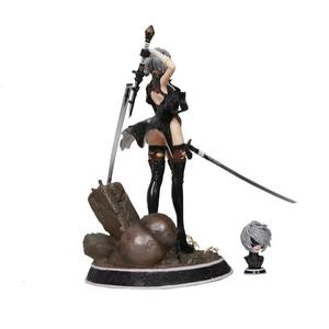 Hunter Nier automi 2B a due teste intercambiabili in PVC danneggiato da battaglia Anime Action Figure nuovo modello di decorazione giocattolo - Product Image 3