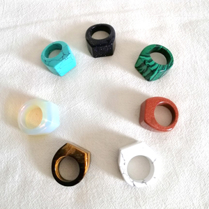 Steinringe für Männer neue Kristalls tein Tigeraugen großen rechteckigen Ring Herren schmuck - Product Image 1