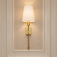Applique Murale Moderne de Luxe Faite à la Main en Laiton avec Abat-jour en Tissu, 1 Lumière, pour Chambre, Salon, Couloir, Escalier, Villa, OEM ODM