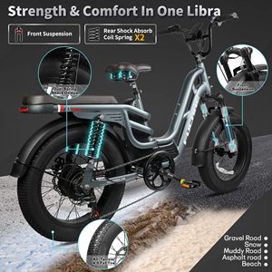 Bicicleta Eléctrica Libra de 750W, 48V, 20Ah, con Batería de Litio, 7 Velocidades, Doble Suspensión, Frenos de Disco Mecánicos, Motor Trasero Electrónico de Alta Velocidad y Larga Duración - Product Image 6