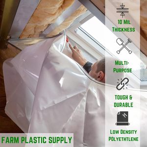 Farm Plastic Supply Clear 10 Mil Polyethylene Roll <strong>Film</strong> (5' X 100') Heavy Duty Drop Cloth &amp; Vapor Barrier for Crawl Space - Product Image 2