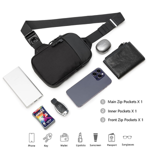 <b>Black</b> <b>Mini</b> Sling <b>Bag</b> Waterproof Crossbody Chest <b>Bag</b> Adjustable Strap Anti Theft for Travel Hiking Daily Use - Product Image 2