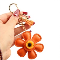 Breloque de sac Tournesol tendance en similicuir, porte-clés, pendentif pour coque de téléphone, personnalisé, créatif, micro et petit