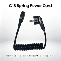 Câble électrique personnalisé 10A 250V, conception spirale, flexible, alimentation CA, cordon d'alimentation EU, connecteur IEC C13
