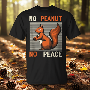 T-shirt No Peanut No Peace Squirrel nera, taglia unisex per adulti - Product Image 3