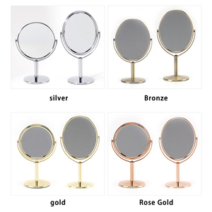 Châu Âu Mỹ Hình Bầu Dục Chiếu Sáng Mỹ Phẩm Gương 1.5x Độ Phóng Đại Xách Tay Xoay Máy Tính Để Bàn HD Kim Loại Hai Mặt Bằng Đồng Kết Thúc - Product Image 2